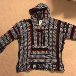 Baja Joe sweater “drug rug” fits like a medium